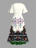 Plus Size Flamingo Flowers Colorblock Print Split Hawaii Midi Dress - Beige 2X