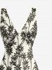 Silhouette Flower Print Hawaii Ruffles Split Dress -  
