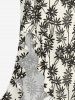 Silhouette Flower Print Hawaii Ruffles Split Dress -  