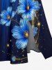 Glitter Flower Ombre Light Beam Print Hawaii Split Pocket A Line Midi Dress - Bleu profond S