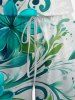Flower Leaf Branch Print Hawaii Drawstring Pocket Romper -  