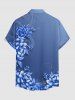 Ombre Flower Leaf Print Hawaii Button Pocket Shirt For Men - Bleu 4XL