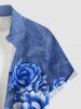 Ombre Flower Leaf Print Hawaii Button Pocket Shirt For Men - Bleu 4XL