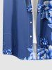 Ombre Flower Leaf Print Hawaii Button Pocket Shirt For Men - Bleu 4XL
