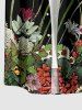 Plus Size Flower Leaf Plant Print Hawaii Button Pocket Shirt For Men -  