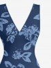 Flowers Leaf Print Hawaii Ruffles Split Surplice Dress -  