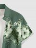 Chemise hawaïenne grande taille pour homme, imprimée de fleurs d'hibiscus et de feuilles tropicales, avec boutons et poche. - Vert S