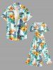 Plus Size Flowers Tropical Leaf Print Split Hawaii Midi Dress - Vert L