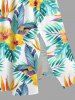 Plus Size Flowers Tropical Leaf Print Split Hawaii Midi Dress - Vert L
