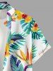Plus Size Flowers Tropical Leaf Print Buttons Pocket Hawaii Shirt For Men -  