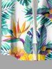 Plus Size Flowers Tropical Leaf Print Buttons Pocket Hawaii Shirt For Men -  