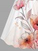 Plus Size Flowers Leaf Ombre Print Cinched Hawaii Dress - Rose  1X
