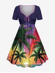 Robe hawaïenne grande taille à imprimé cocotier, vagues et soleil - Concorde 2X