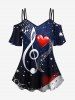 Music Symbol Heart Star Galaxy Print Cold Shoulder Cami T-shirt and Leggings Matching Set -  