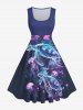 Ombre Turtle Jellyfish Print Matching Hawaii Sea Creatures Beach Outfit For Couples -  