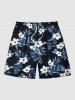 Hibiscus Flowers Leaf Print Matching Hawaii Beach Outfit For Couples -  