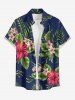 Tropical Leaf Hibiscus Flower Print Matching Hawaii Beach Outfit For Couples - Bleu 