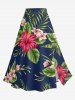 Tropical Leaf Hibiscus Flower Print Matching Hawaii Beach Outfit For Couples - Bleu 