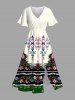 Flamingo Flowers Colorblock Print Plus Size Matching Hawaii Beach Outfit For Couples -  