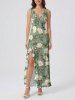 Flowers Leaf Print Matching Hawaii Beach Outfit For Couples -  