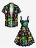 Plus Size Cartoon Graphic Print Hawaii A Line Dress -  