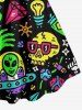 Plus Size Cartoon Graphic Print Hawaii A Line Dress -  