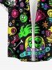 Plus Size Cartoon Graphic Print Hawaii Button Pocket Shirt For Men -  