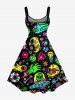 Plus Size Cartoon Graphic Print Hawaii A Line Dress - Noir 6X
