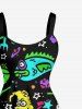 Plus Size Cartoon Graphic Print Hawaii A Line Dress - Noir 6X