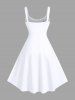 Plus Size Hibiscus Flowers Star Print Hawaii Tank Dress - Blanc 2X