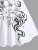 Plus Size Hibiscus Flowers Star Print Hawaii Tank Dress - Blanc 2X