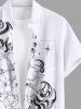 Plus Size Hibiscus Flowers Star Print Buttons Pocket Hawaii Shirt For Men -  