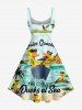 Plus Size Duck Sea Sun Coconut Tree Cloud Print Hawaii Tank Dress -  