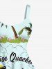 Plus Size Duck Sea Sun Coconut Tree Cloud Print Hawaii Tank Dress -  