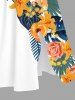 Flowers Leaf Tropical Print Split Hawaii Midi Dress -  