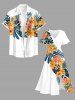Flowers Leaf Tropical Print Split Hawaii Midi Dress - Blanc XS