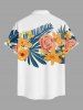 Plus Size Flowers Leaf Tropical Print Buttons Pocket Hawaii Shirt For Men -  
