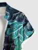 Plus Size Halloween Skulls Sail Boat Sea Waves Cloud Cruise Print Buttons Pocket Shirt For Men - Vert L