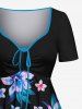 Plus Size Flowers Leaf Tropical Print Cinched Hawaii Dress -  
