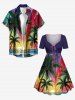 Robe hawaïenne grande taille à imprimé cocotier, vagues et soleil - Concorde 2X