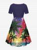 Robe hawaïenne grande taille à imprimé cocotier, vagues et soleil - Concorde 2X