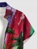 Chemise à poches boutonnées grande taille pour homme, imprimé cocotiers, vagues et soleil, style hawaïen - Multi XL