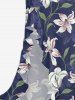 Flower Leaf Branch Print Hawaii Ruffles Split Dress -  