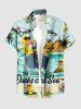 Duck Sea Sun Coconut Tree Cloud Print Buttons Pocket Hawaii Shirt For Men -  