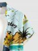 Duck Sea Sun Coconut Tree Cloud Print Buttons Pocket Hawaii Shirt For Men -  