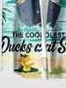 Duck Sea Sun Coconut Tree Cloud Print Buttons Pocket Hawaii Shirt For Men -  