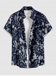 Plus Size Paisley Floral Lace 3D Print Buttons Pocket Hawaii Shirt For Men -  