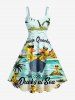 Duck Sea Sun Coconut Tree Cloud Print Plus Size Matching Hawaii Beach Outfit For Couples -  