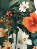 Matching Hawaii Shirt and Romper Plus Size Beach Outfit Hibiscus Flower Leaf Branch Print For Couples -  