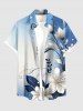 Ombre Flower Leaf Branch Print Matching Hawaii Beach Outfit For Couples - Bleu 